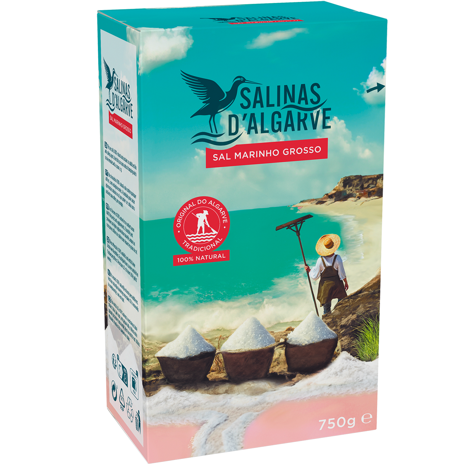 Packaging side front Salinas d'Algrave Sal Marinho grosso 750 g 